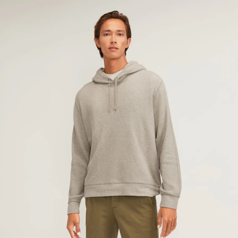 Everlane Waffle-Knit Hoodie Heathered Oatmeal Cotton Men’s Medium